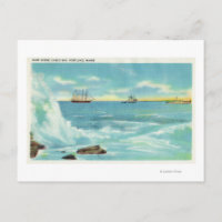 Vista de una escena de surf, barcos en la bahía de