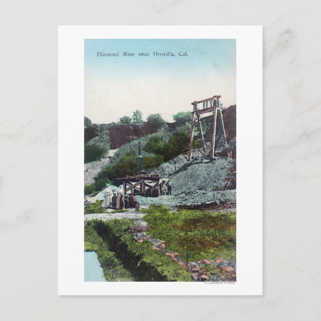 Postal Vista de una mina de diamantes en Oroville, CA (Anverso)