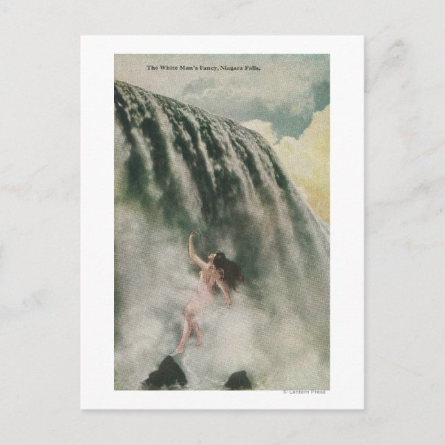 Postal Vista de una mujer en las cataratas (Anverso)