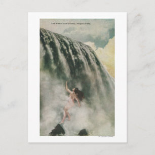 Postal Vista de una mujer en las cataratas