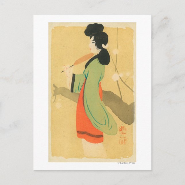 Postal Vista de una mujer japonesa en París, París, Franc (Anverso)