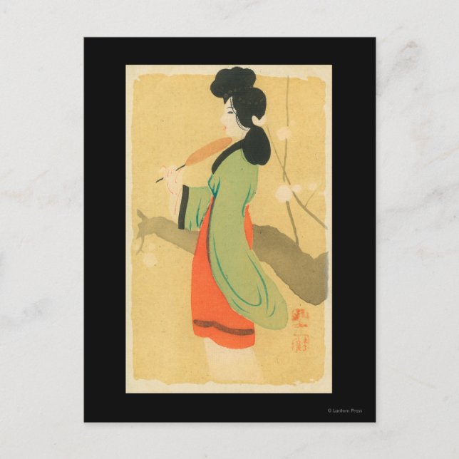 Postal Vista de una mujer japonesa en París, París, Franc (Anverso)