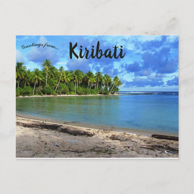 Postal Vista de una playa en Butaritari Kiribati (Anverso)