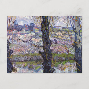 Postal Vista de Van Gogh de Arles Huertos en Flor Impresi