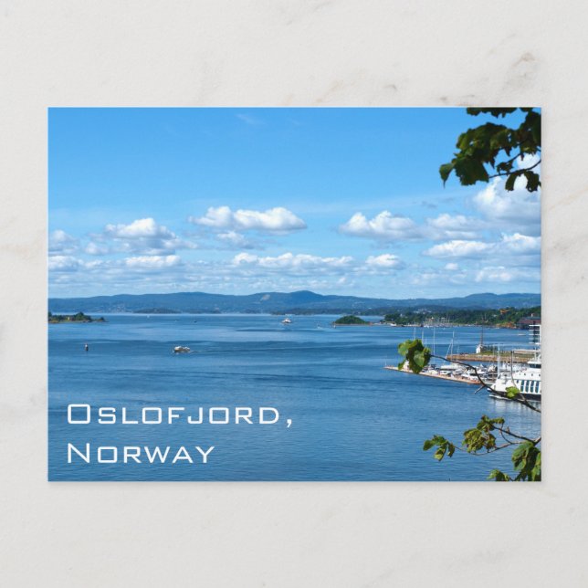 Postal Vista de verano de Oslofjord desde Oslo, Noruega (Anverso)