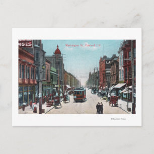 Postal Vista de Washington Street con teleféricos