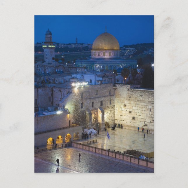 Postal Vista de Western Wall Plaza, tarde en la noche (Anverso)