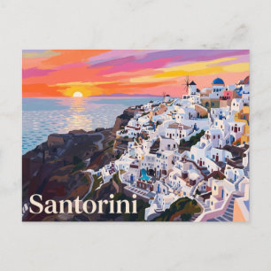 Postal Vista del atardecer Santorini Cícladas Grecia
