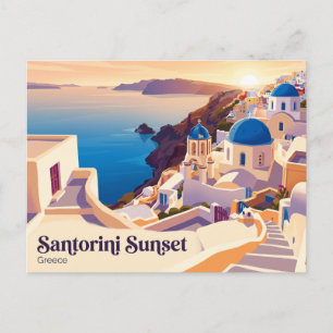 Postal Vista del atardecer Santorini Grecia Cícladas