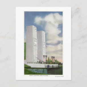 Postal Vista del aterrizaje de barcos y pilones