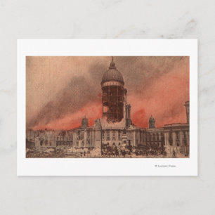 Postal Vista del ayuntamiento tras el terremoto