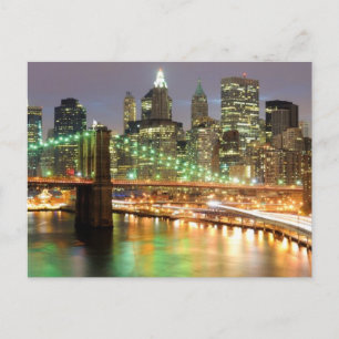 Postal Vista del bajo Manhattan y el puente de Brooklyn