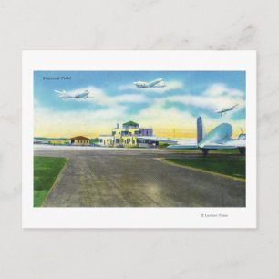 Postal Vista del Campo Brainard, aterrizaje de aviones y