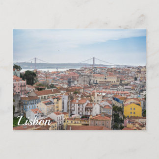 Postal Vista del casco antiguo de Lisboa y el puente del 