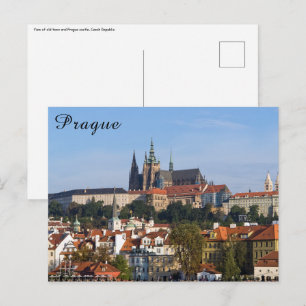 Postal Vista del casco antiguo y el castillo de Praga, Re