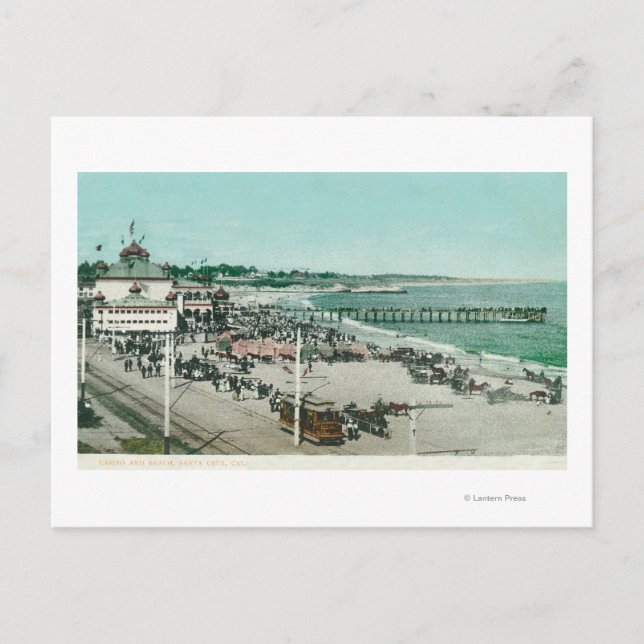 Postal Vista del Casino, la playa y el muelle (Anverso)