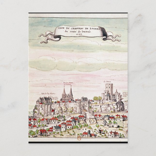 Postal Vista del castillo de Loches, 1699 (Anverso)