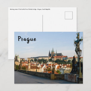 Postal Vista del castillo desde el puente Carlos en Praga