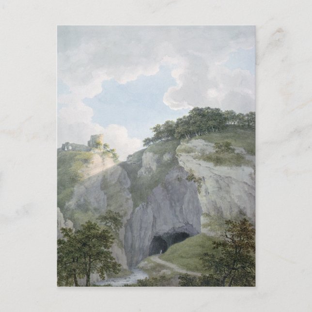 Postal Vista del Castillo y Cueva en Castelton (Anverso)