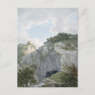 Postal Vista del Castillo y Cueva en Castelton