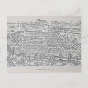 Postal Vista del Cusco, desde Ramusio, pub. 1556