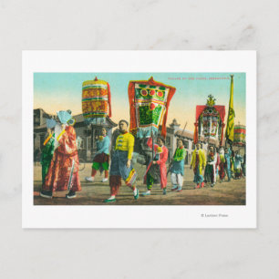 Postal Vista del Desfile de las Tongs, Barrio Chino