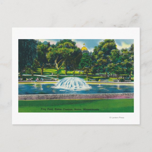 Postal Vista del estanque común de rana de Boston (Anverso)