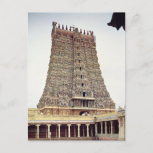Postal Vista del exterior esculpido del sur de gopuram