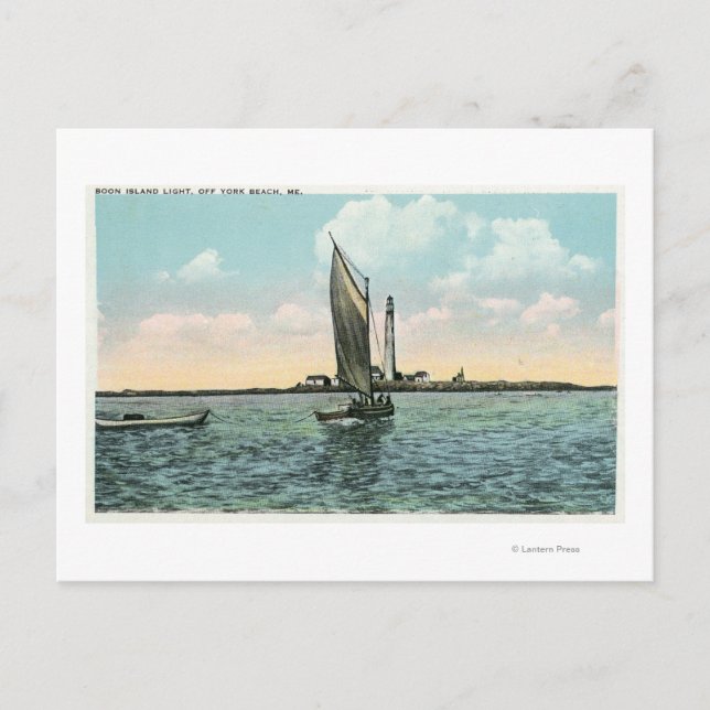 Postal Vista del faro de Boon Island en York (Anverso)