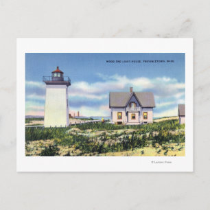 Postal Vista del faro de madera del extremo