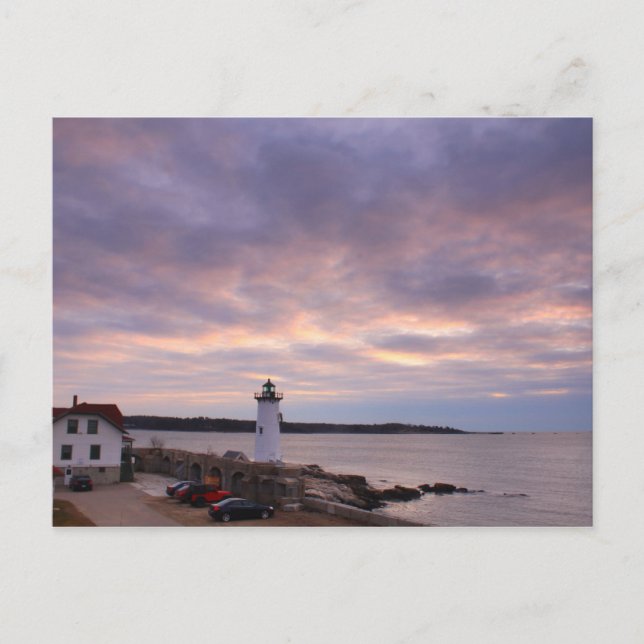 Postal Vista del faro del puerto de Portsmouth desde Fort (Anverso)