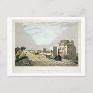 Postal Vista del ferrocarril de Manchester y Liverpool, t