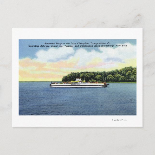 Postal Vista del ferry Roosevelt (Anverso)