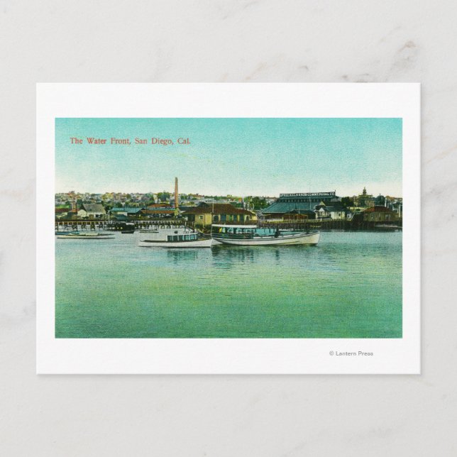 Postal Vista del frente del agua San Diego, CA (Anverso)