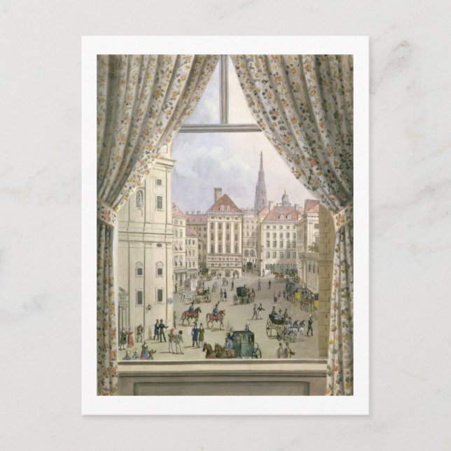 Postal Vista del Freyung, Viena, 1825 (gouache en papel) (Anverso)