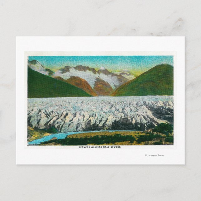 Postal Vista del glaciar Spencer, cerca de Seward, Alaska (Anverso)