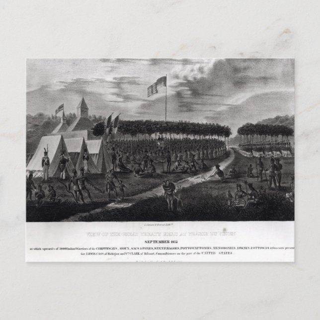 Postal Vista del Gran Tratado celebrado en Prairie du (Anverso)