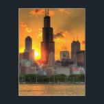 Postal Vista del horizonte de Chicago desde Adler<br><div class="desc">HDR Chicago Skyline Sunset</div>