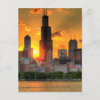Postal Vista del horizonte de Chicago desde Adler