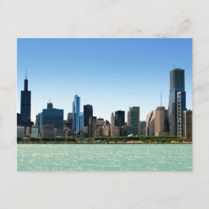 Postal Vista del horizonte de Chicago por el lago Michiga