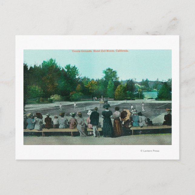 Postal Vista del Hotel del Monte Tennis Grounds (Anverso)
