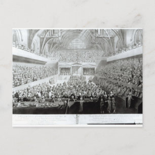 Postal Vista del juicio de Warren Hastings