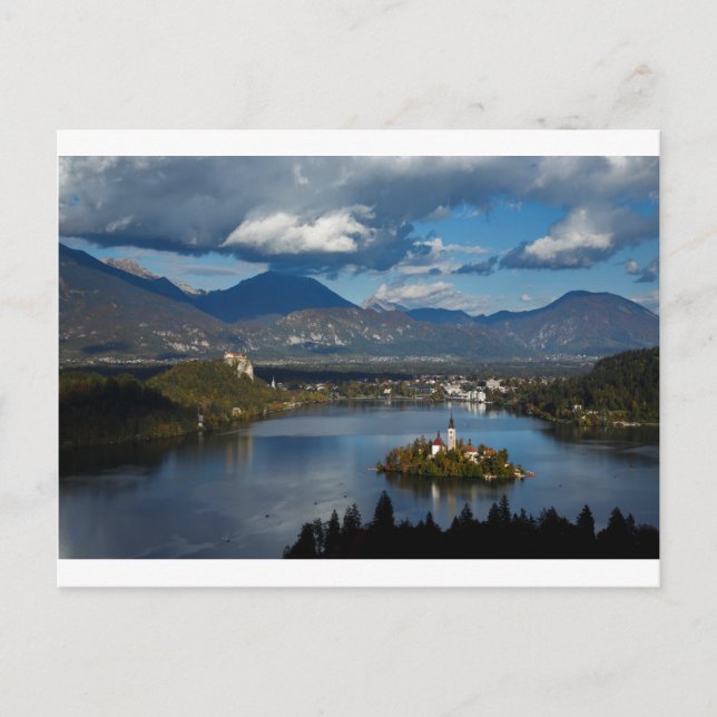 Postal Vista del lago Bled desde Ojstrica (Anverso)