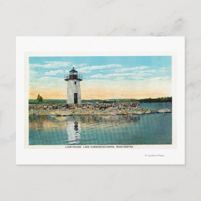Postal Vista del lago Cobbosseecontee y el faro (Anverso)