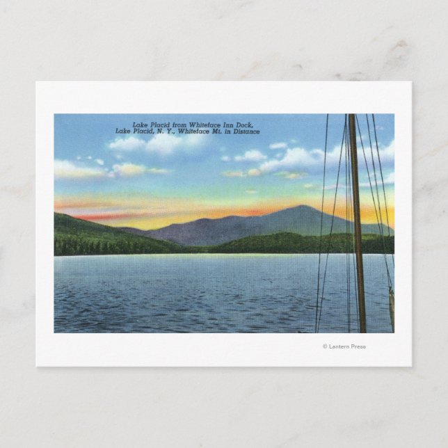 Postal Vista del lago desde Whiteface Inn Dock (Anverso)