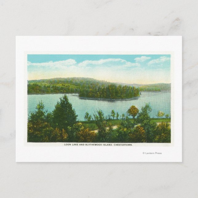 Postal Vista del lago Loon y la isla de Blythewood (Anverso)