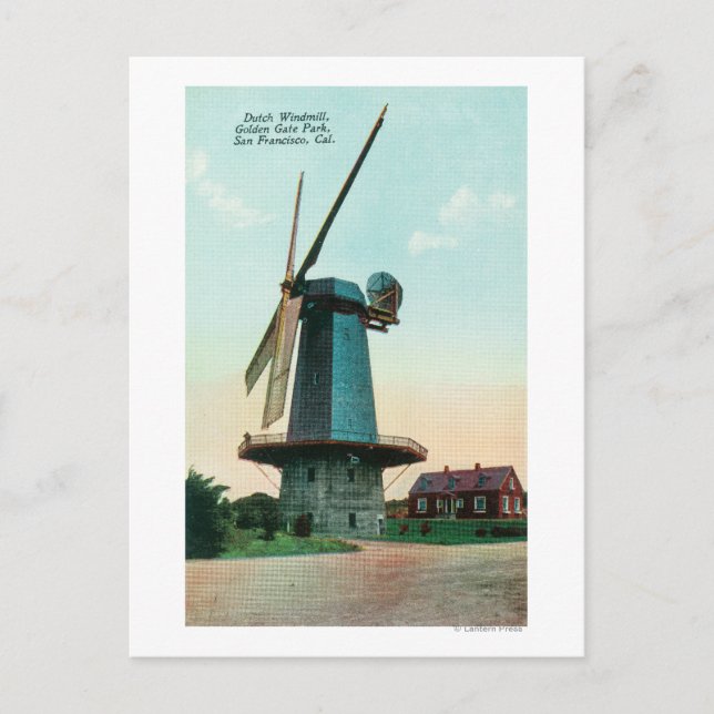 Postal Vista del molino de viento holandés en Golden Gate (Anverso)