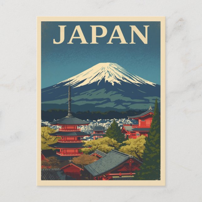 Postal Vista del Monte Fuji de Japón (Anverso)