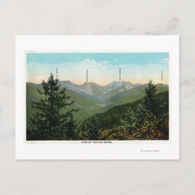 Postal Vista del monte Marcy, Saddleback, Sawtooth (Anverso)