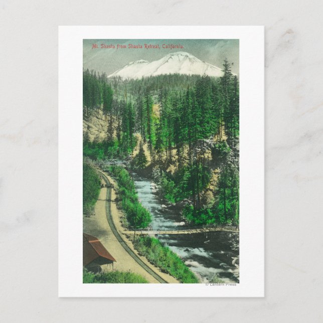 Postal Vista del Monte Shasta de la Retirada de Shasta (Anverso)